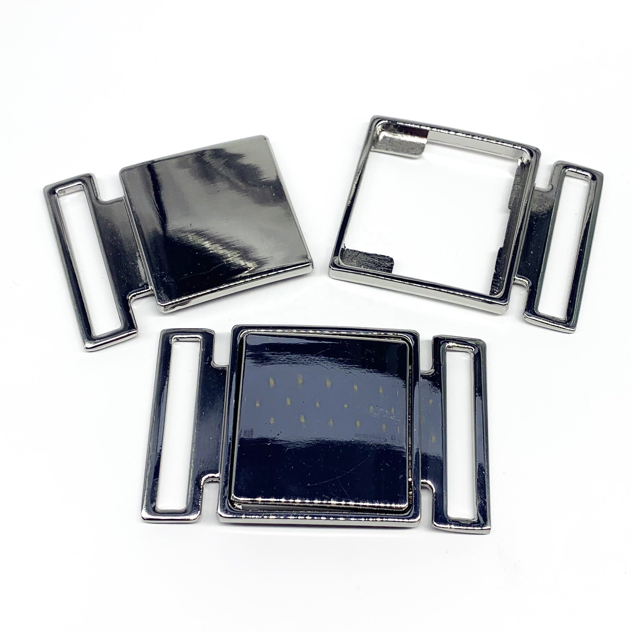 fashion metal zinc alloy webbing two pieces interlocking quick release buckle for elastic waistband belt of dress coat pants