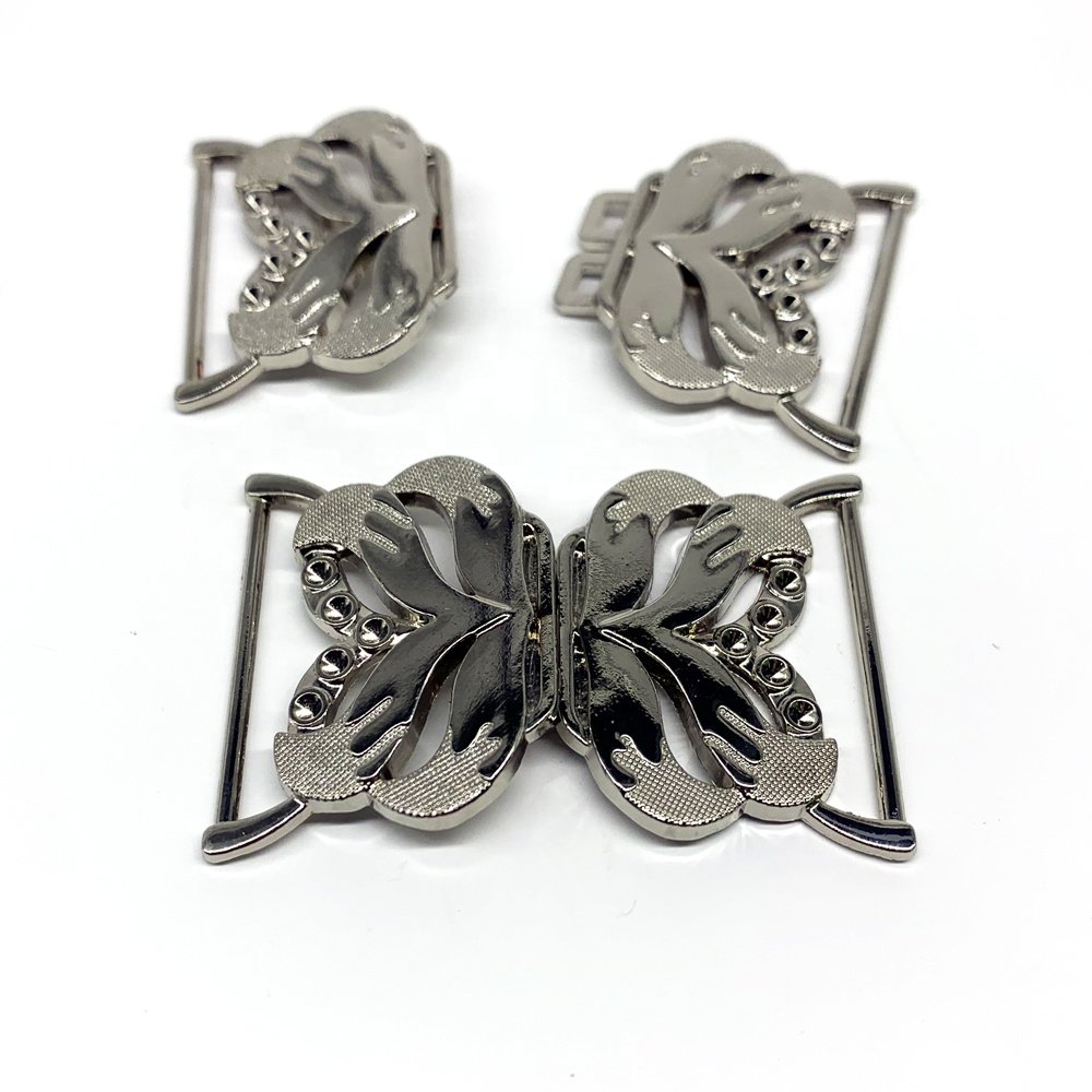 fashion metal zinc alloy webbing two pieces interlocking quick release buckle for elastic waistband belt of dress coat pants