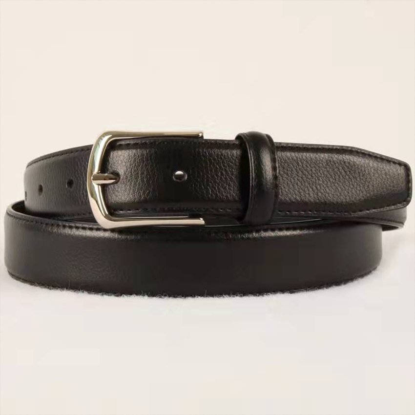 2024 Hot selling High quality Genuine leather belt with pin buckle black upper leather business style belt for business suit