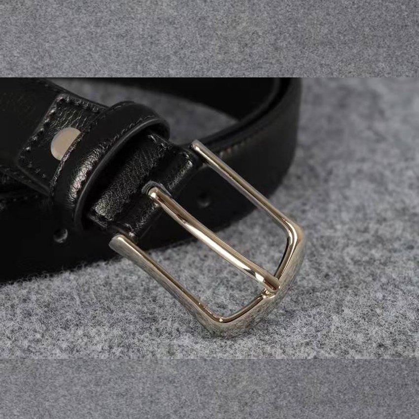 2024 Hot selling High quality Genuine leather belt with pin buckle black upper leather business style belt for business suit