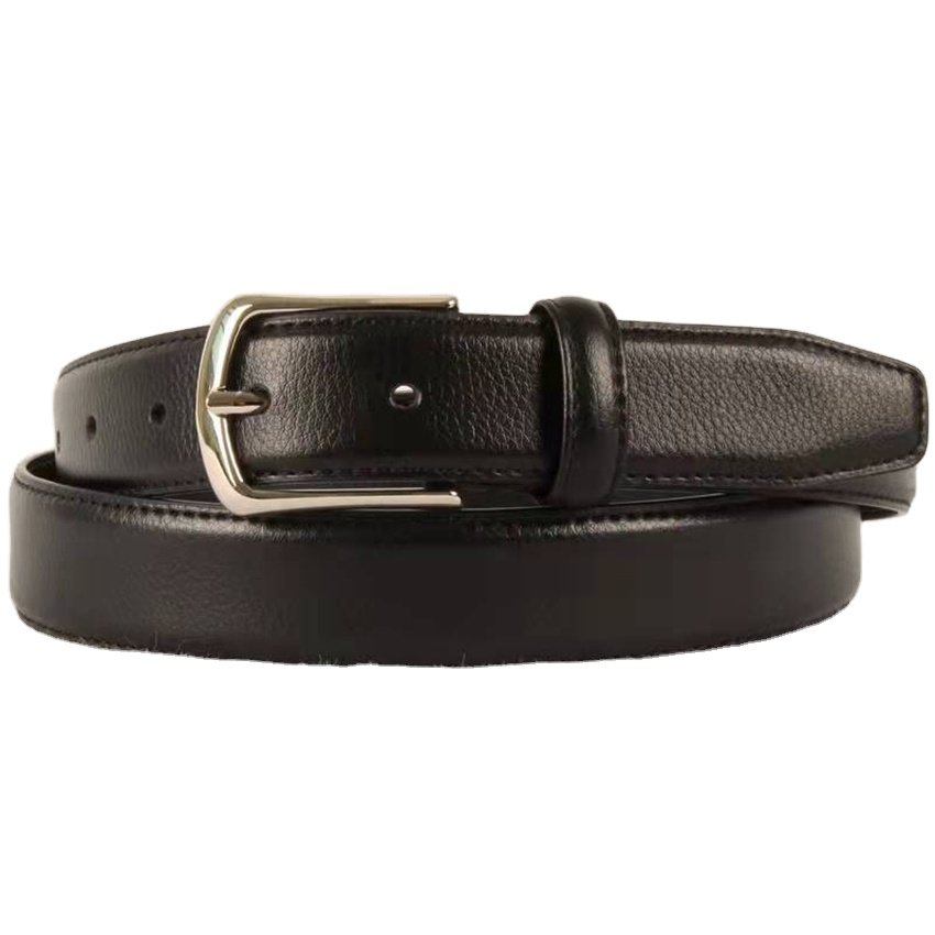 2024 Hot selling High quality Genuine leather belt with pin buckle black upper leather business style belt for business suit