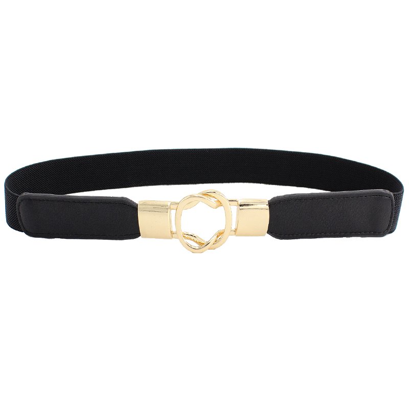 Black Plus Size Women Skinny Belts for Dresses Retro Elastic Metal Buckle Ladies Waist Belt waistband for girls