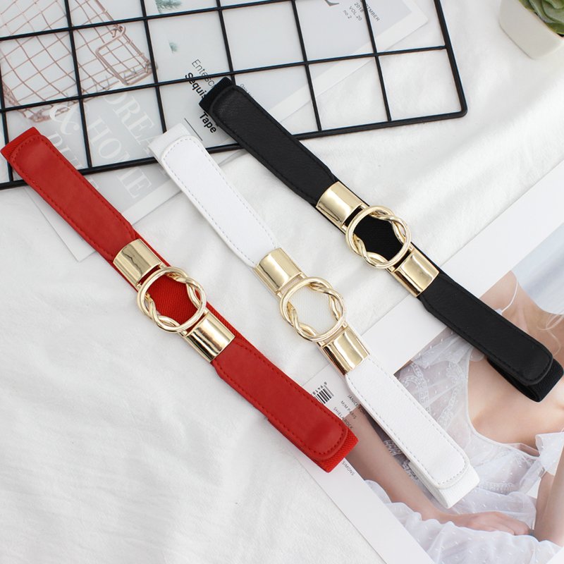 Black Plus Size Women Skinny Belts for Dresses Retro Elastic Metal Buckle Ladies Waist Belt waistband for girls