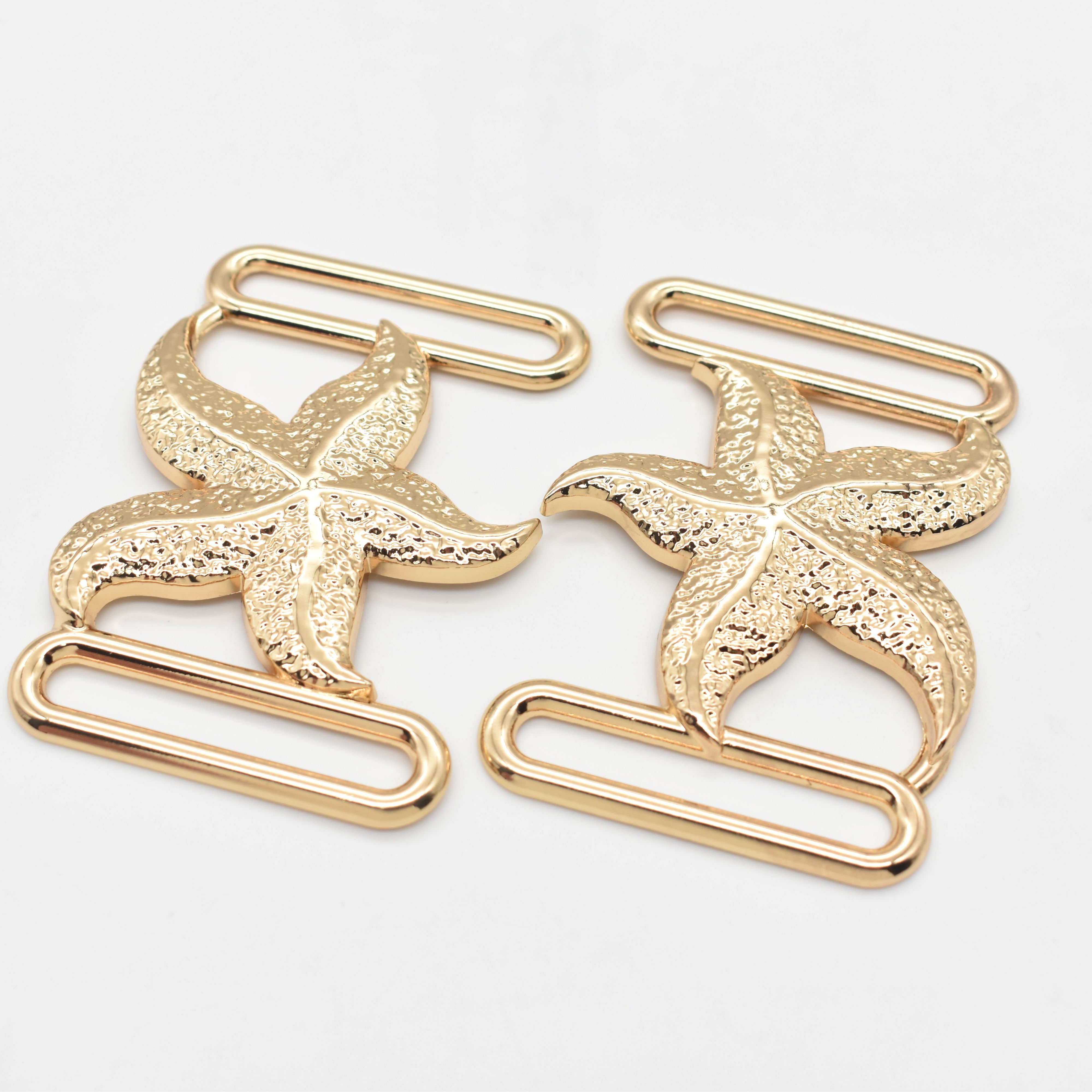 Factory price custom starfish shape custom starfish shape rust-proof bikini buckle For Luxury Swimsuit/Bra/Beach Bikini
