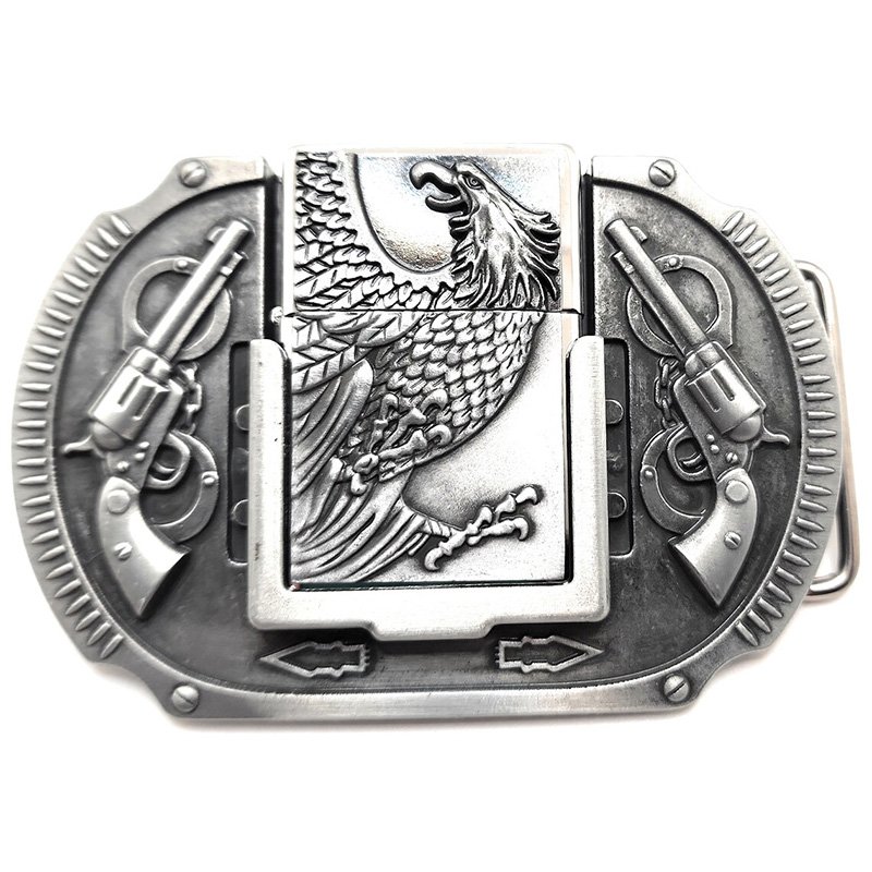 Wholesale Custom Logo Western Cowboy Luxury 3D Brass Metal Belt Buckles Lighter For Men