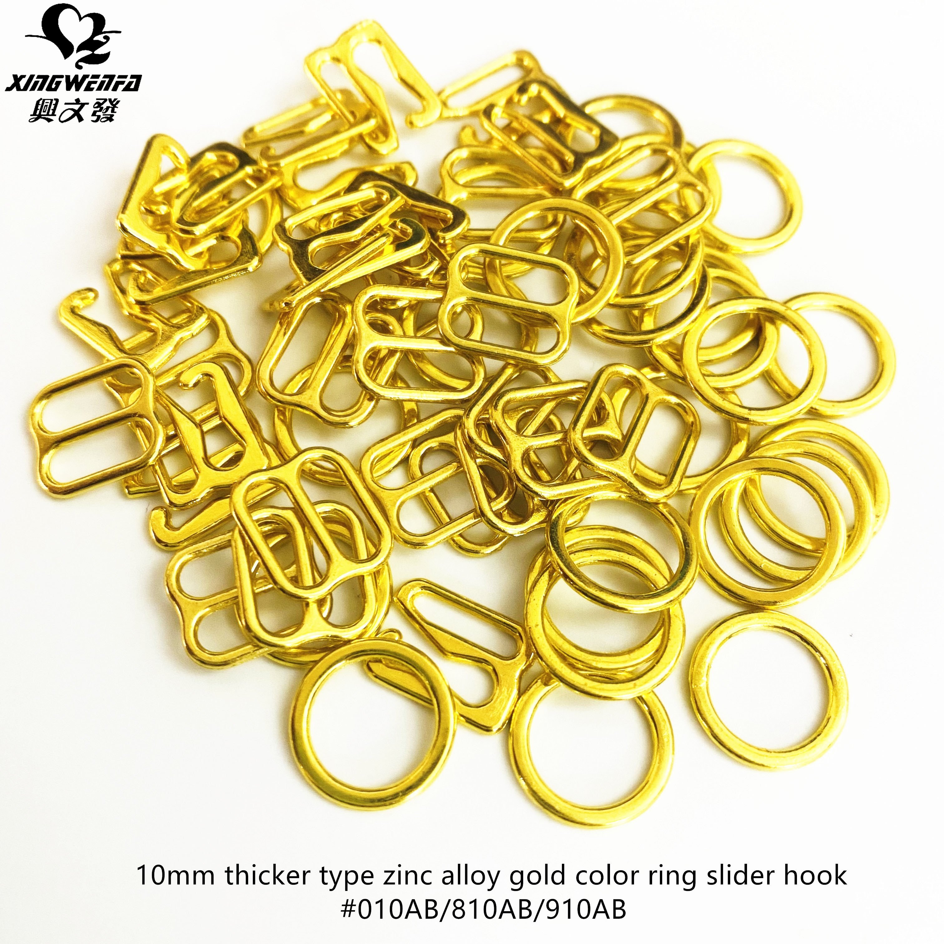 SGS Eco friendly Bra gold buckle zinc alloy gold bra rings sliders hooks adjusters