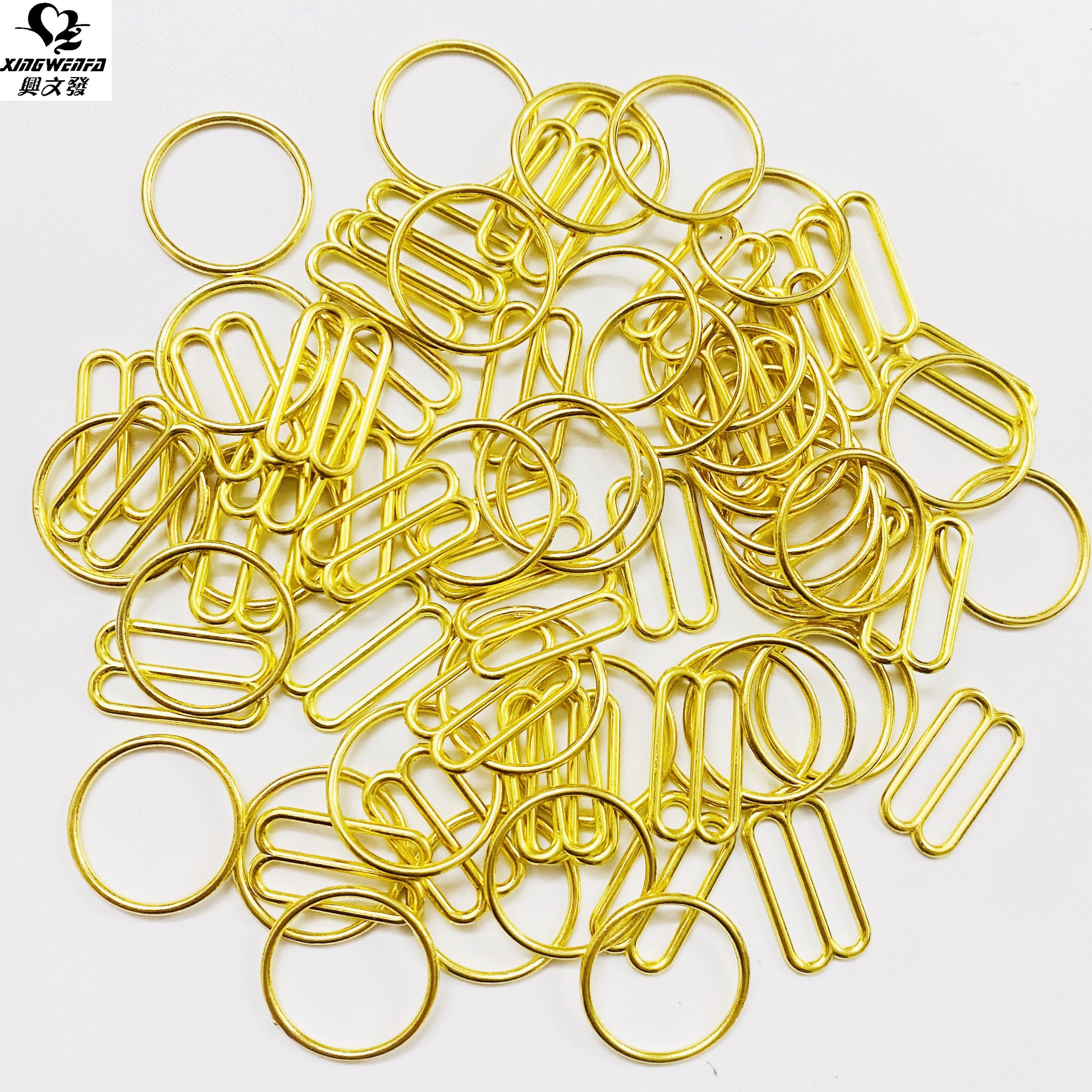 SGS Eco friendly Bra gold buckle zinc alloy gold bra rings sliders hooks adjusters