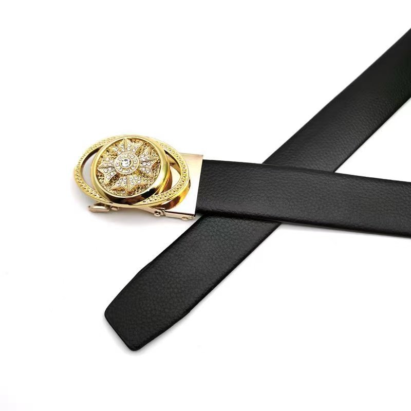 Shuoyang factory 2023 fashion trend men's versatile rotating diamond-encrusted automatic Belt buckle fashion niche design