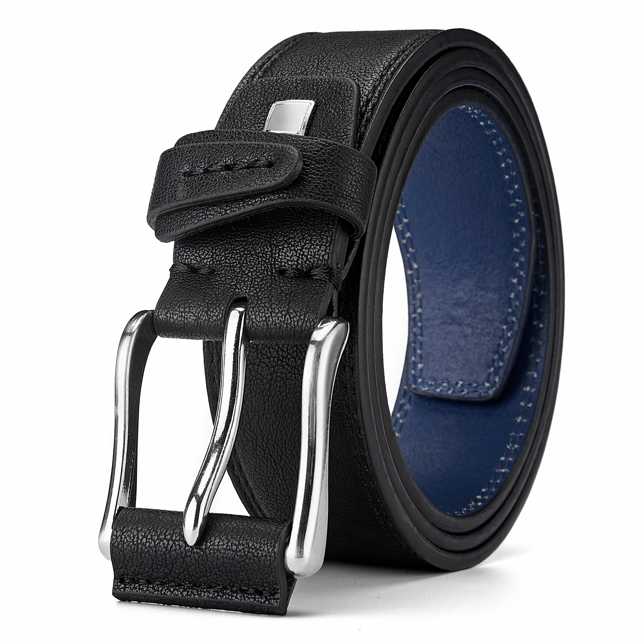High Quality Mens Classic Black Casual Custom Logo Automatic Buckle Leather Belt