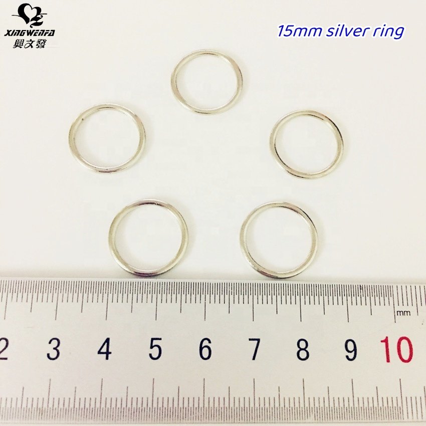 Underwear accessories bra buckle 15mm zinc alloy Nickel free bra strap adjuster silver ring