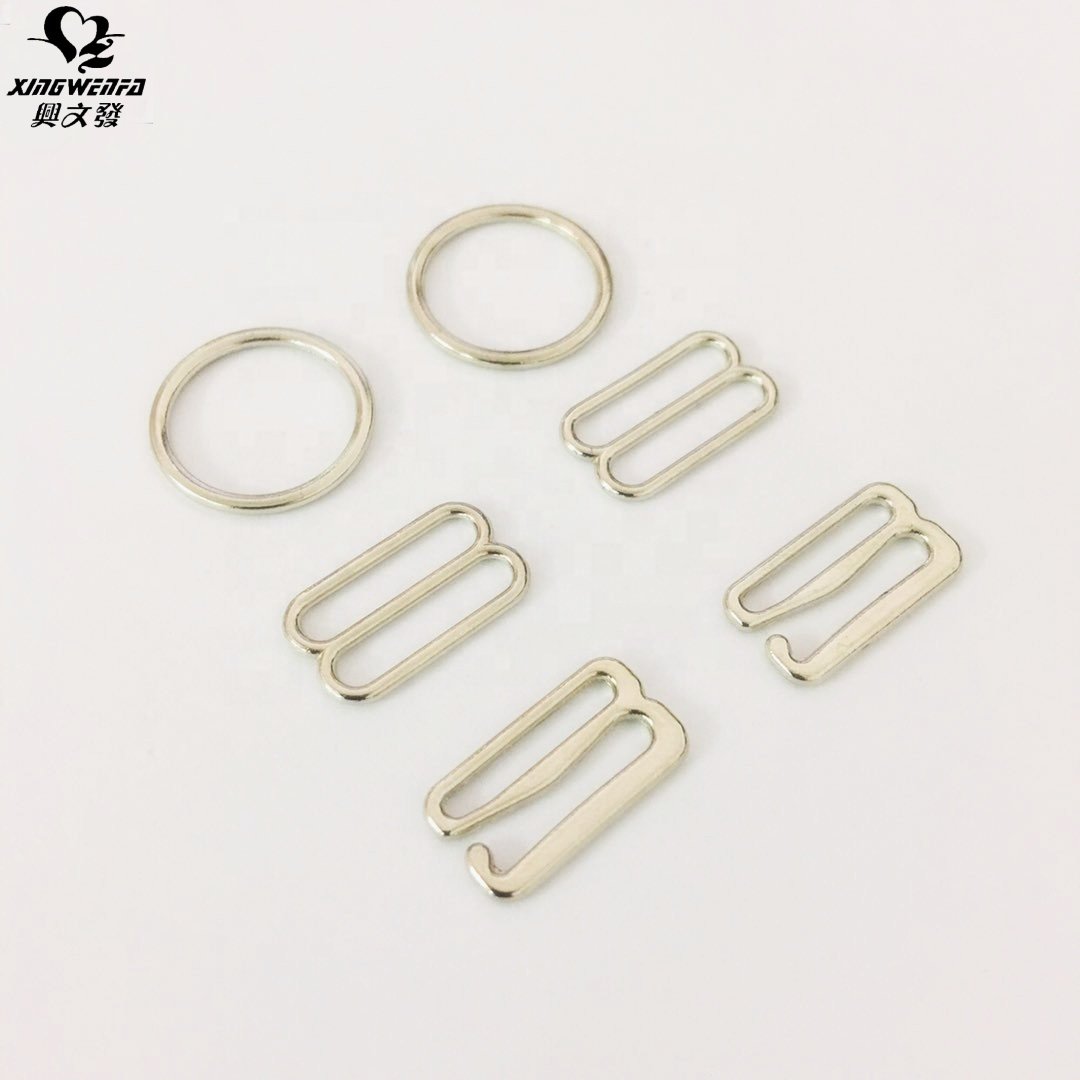 Underwear accessories bra buckle 15mm zinc alloy Nickel free bra strap adjuster silver ring