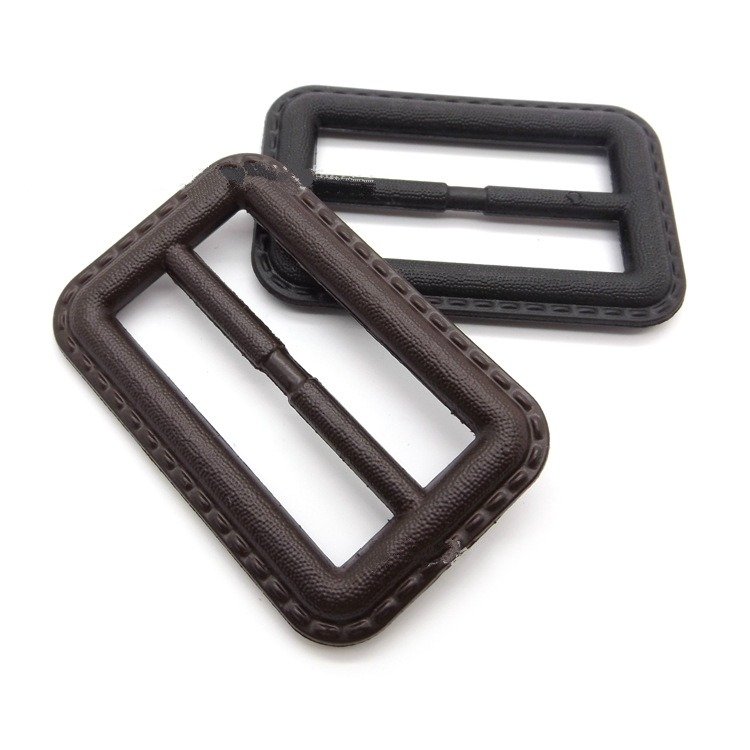 Rectangular Brown Black Custom Waterproof Genuine Covered Leather Belt Cover Buckles For Belts