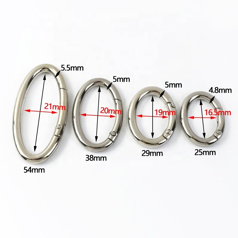 Meetee F1-23 25-54mm Alloy Oval Spring Ring Hardware Accessory for Luggage Side Carabiner Clasp Hook Oval O Ring Openable Buckle