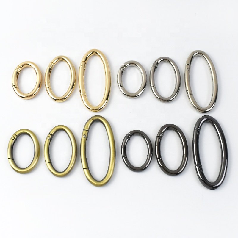 Meetee F1-23 25-54mm Alloy Oval Spring Ring Hardware Accessory for Luggage Side Carabiner Clasp Hook Oval O Ring Openable Buckle