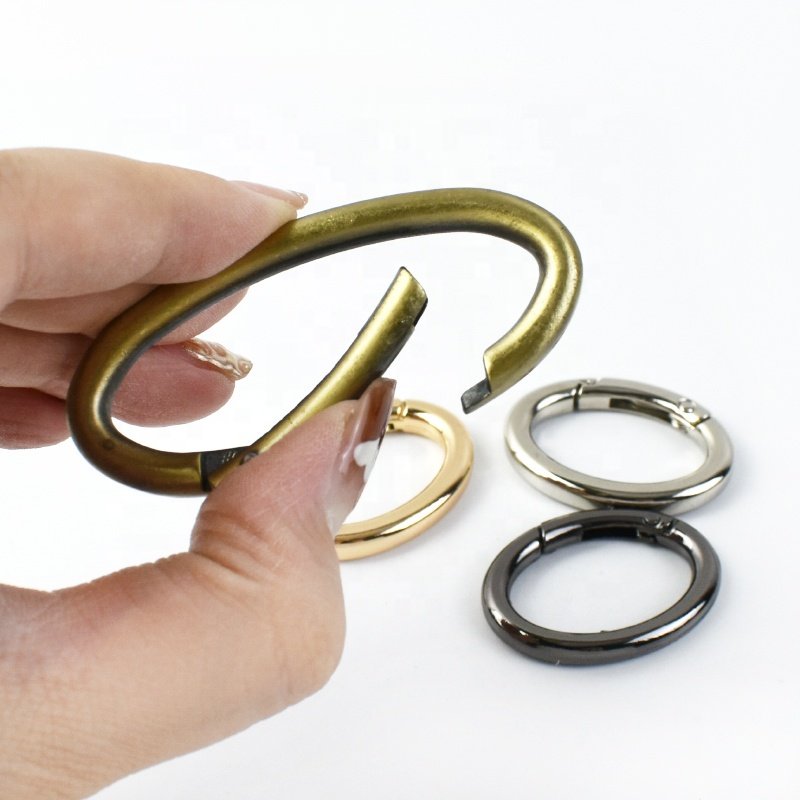 Meetee F1-23 25-54mm Alloy Oval Spring Ring Hardware Accessory for Luggage Side Carabiner Clasp Hook Oval O Ring Openable Buckle