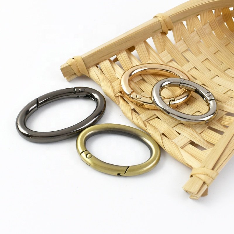 Meetee F1-23 25-54mm Alloy Oval Spring Ring Hardware Accessory for Luggage Side Carabiner Clasp Hook Oval O Ring Openable Buckle