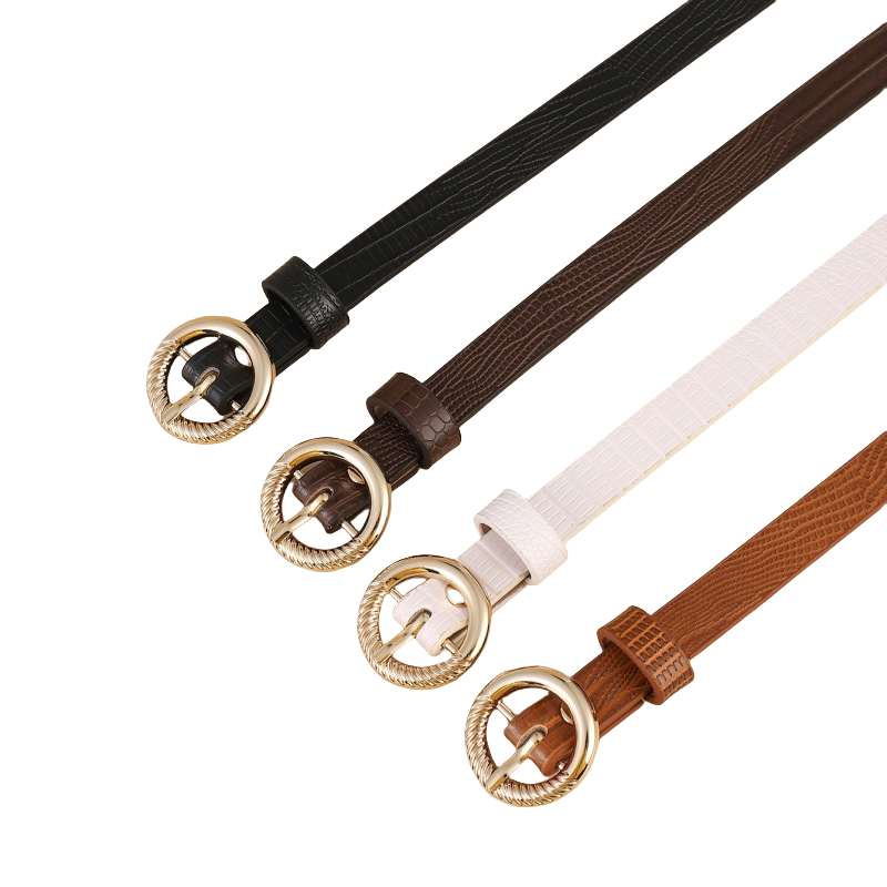 Wholesale PU Leather Fashion Pin Buckle Jeans Belts Ladies Classic Gold Buckle Waist belt for Dress