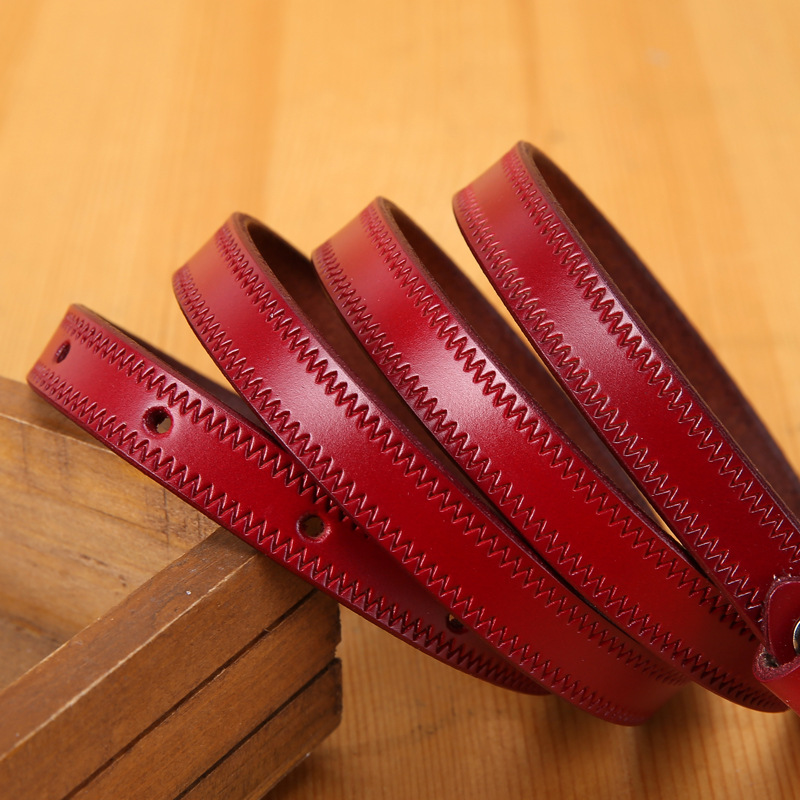 Lady Genuine Leather Belt New Fashion Simple Buckle Belt Zip Stitching Decoration Real Leather Belt Wholesale Price