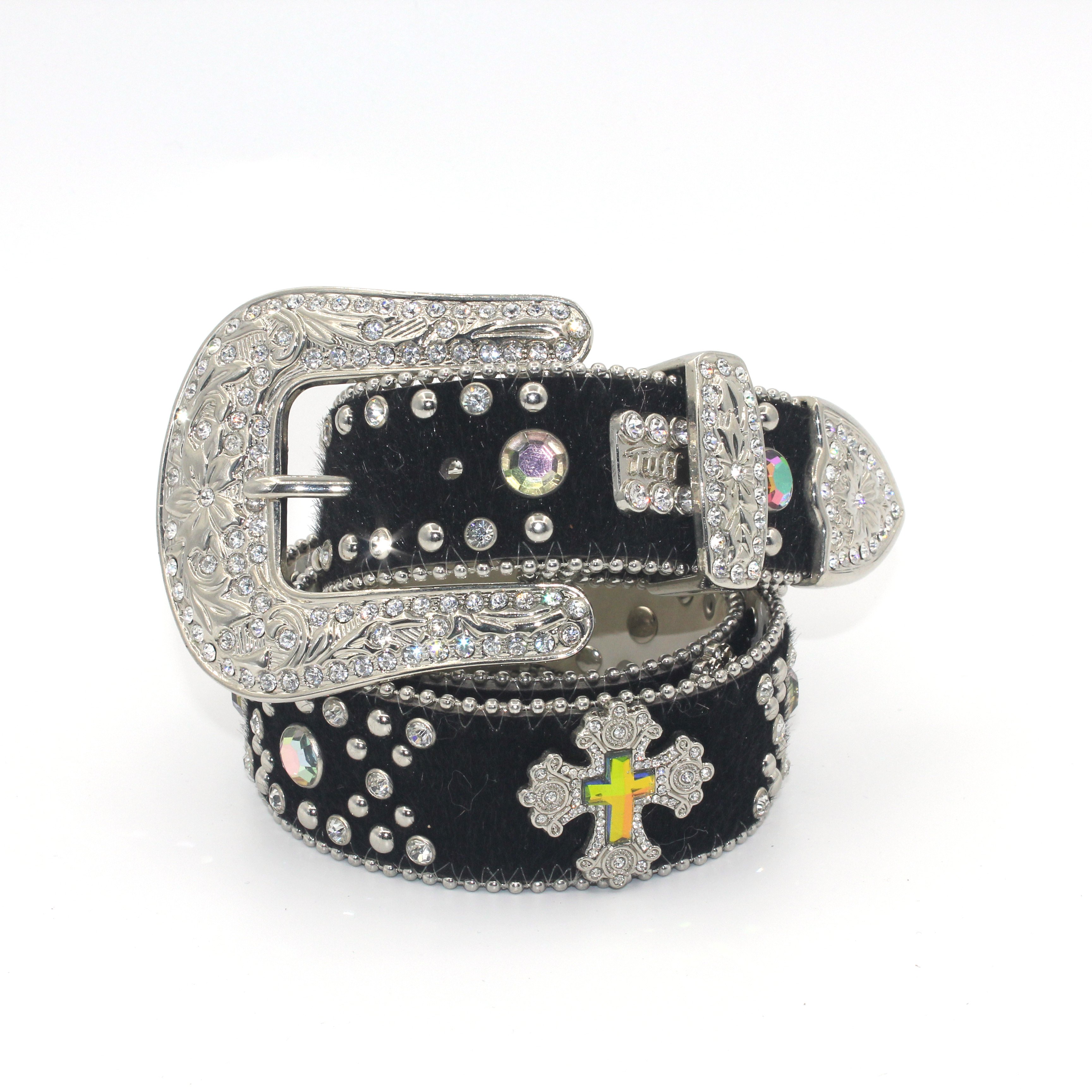Custom logo PU leather rivet BB belt strap designer shiny no buckle diamond studded rhinestone belts strap for men women