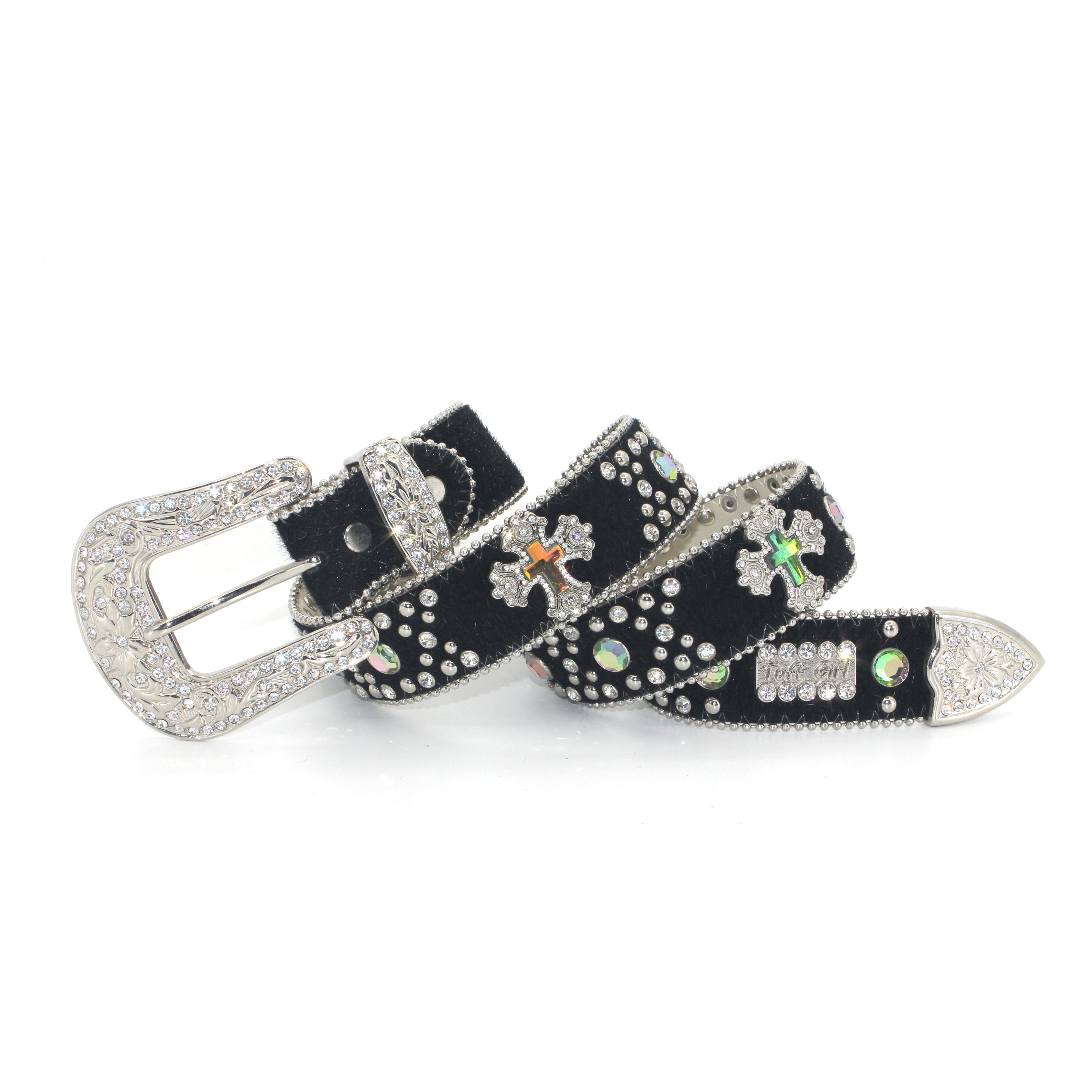 Custom logo PU leather rivet BB belt strap designer shiny no buckle diamond studded rhinestone belts strap for men women