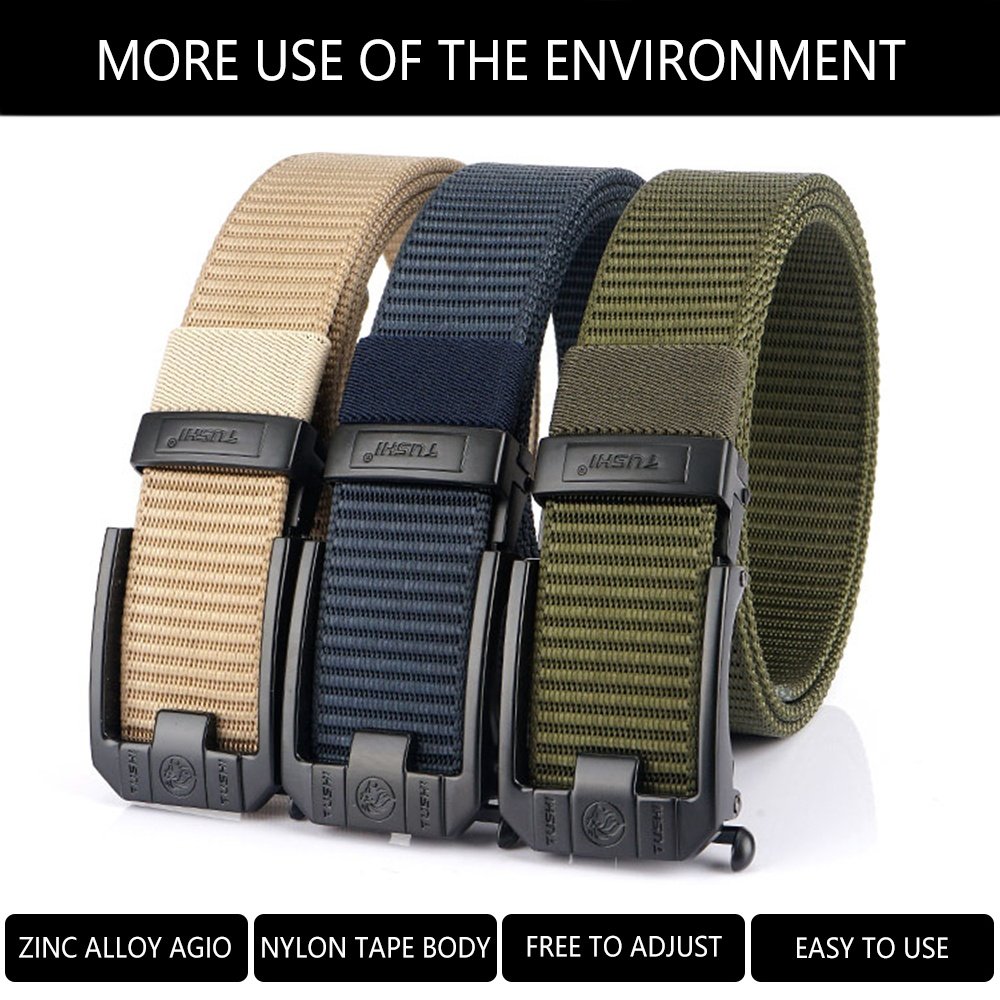 Wholesale logo custom men male toothless alloy automatic buckle extra thick nylon Metal Automatic Buckle Business Men's Belts