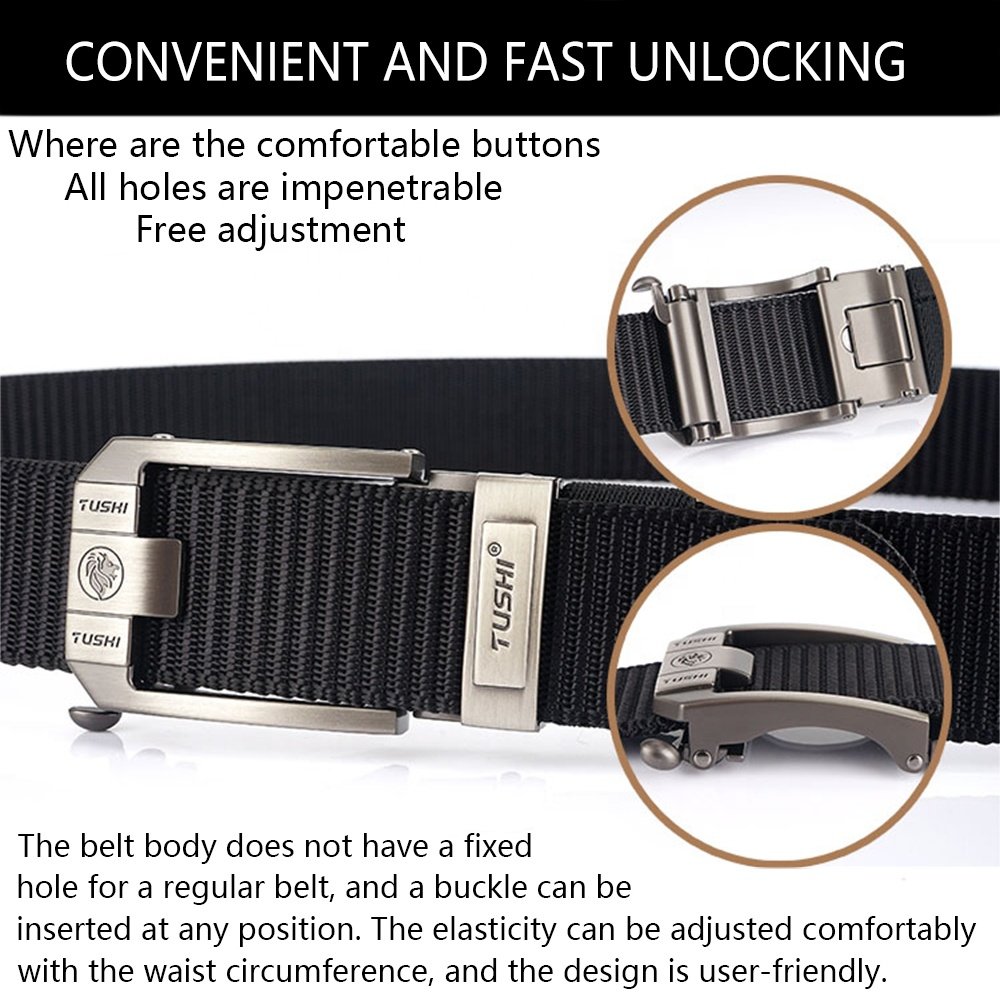 Wholesale logo custom men male toothless alloy automatic buckle extra thick nylon Metal Automatic Buckle Business Men's Belts