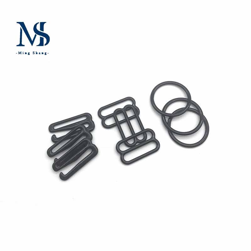 Rubberized Adjustment Buckle Fixed Underwear Shoulder Strap Accessories 18 mm Black Button Buckle Bra Hook