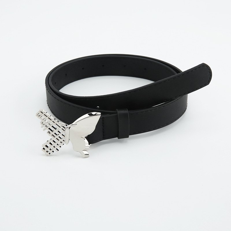 Women Leather With Buckle For Garment Decoration Black Waist Belt