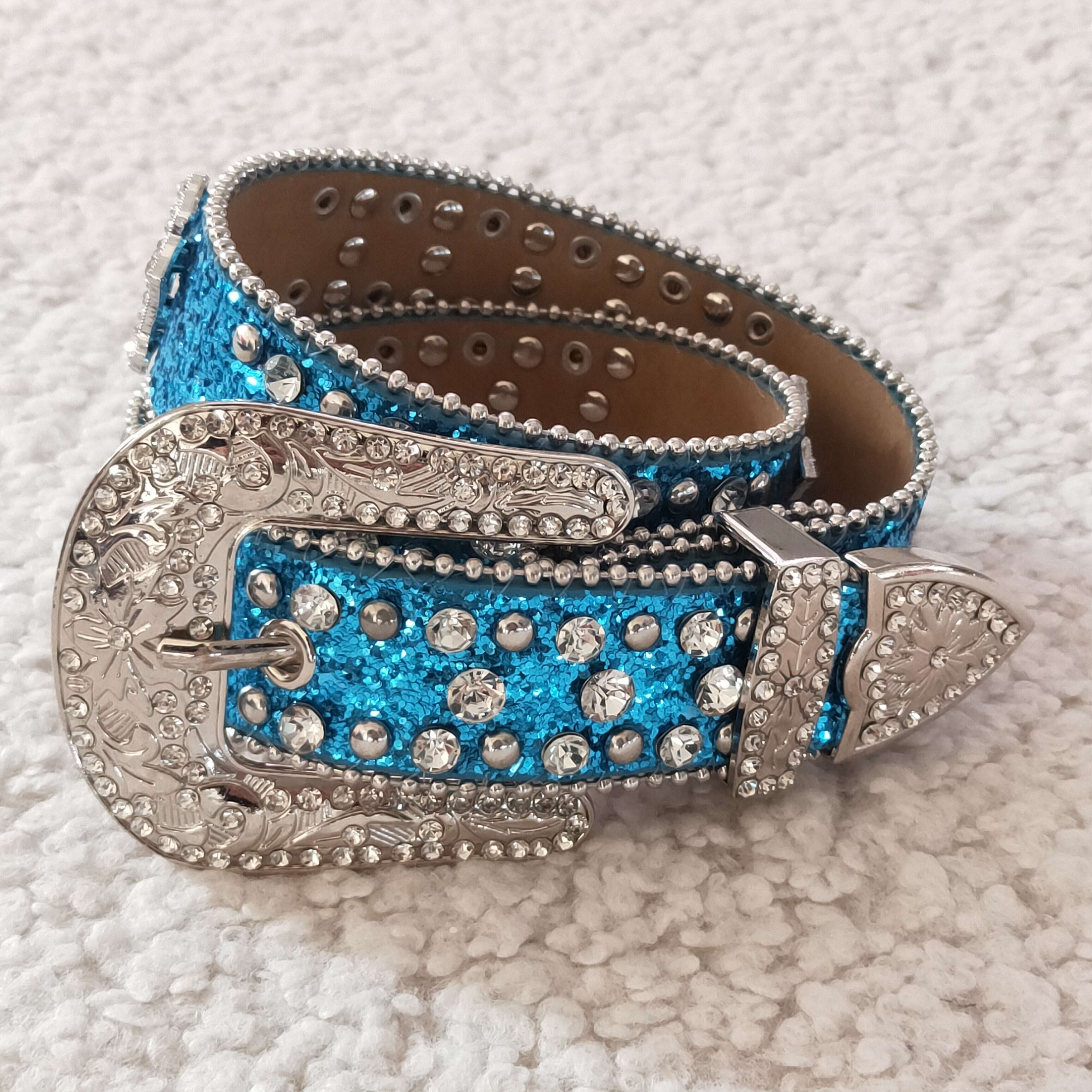 Wholesale New Fashion Alloy Red Buckle Kids Belts Stylish Western Style with Studded Rhinestone Bling Bling Design for Children
