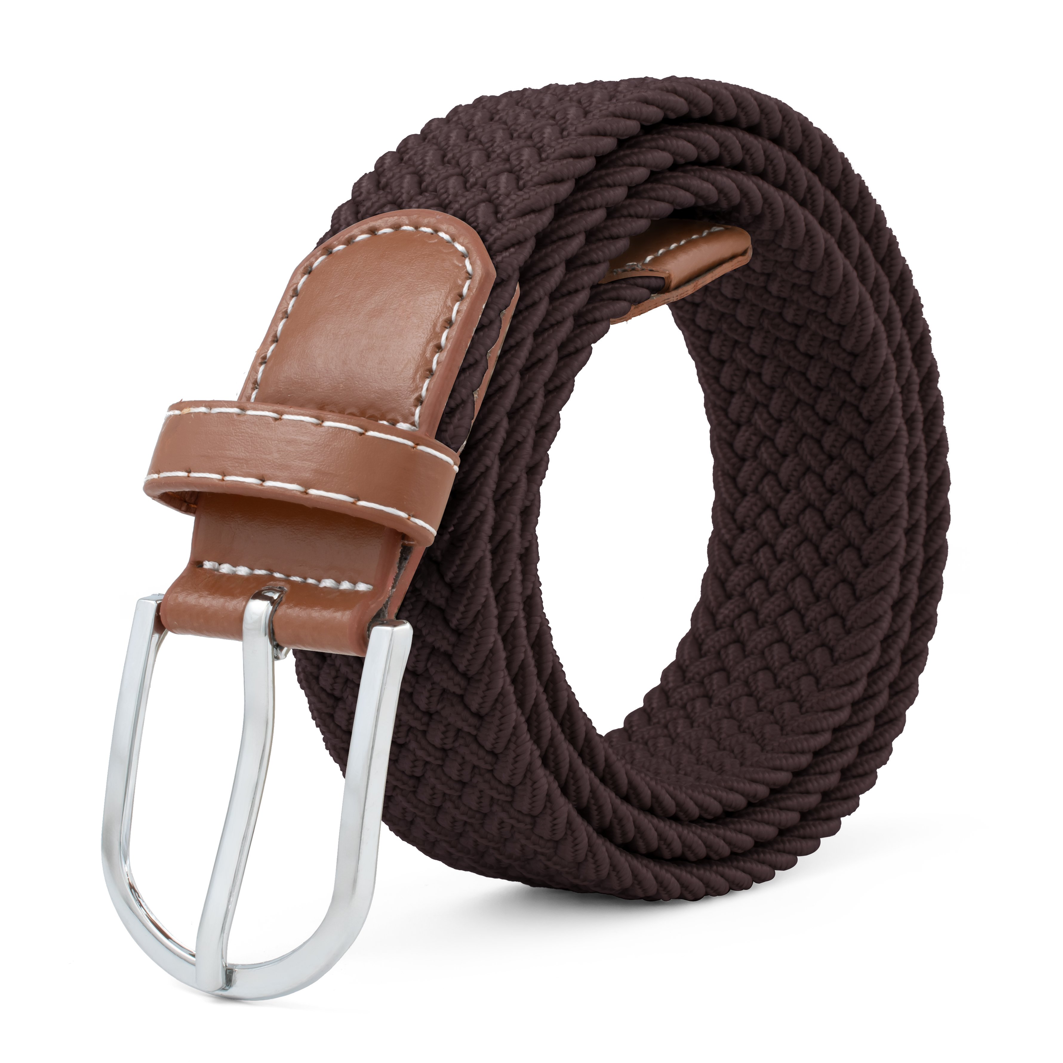 Hot Selling Stock Needlepiont Metal Buckle 3.5cm Stretch Strap Fabric Golf Mens Woven Belt