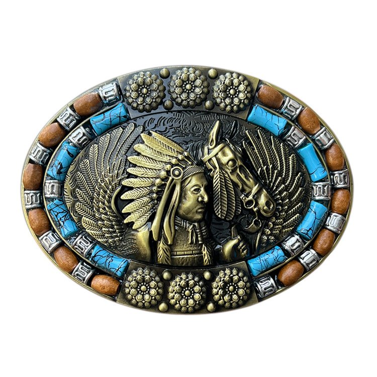 horse head Western cowboy belt buckle Retro casual custom brand engraved plate belt buckle for men
