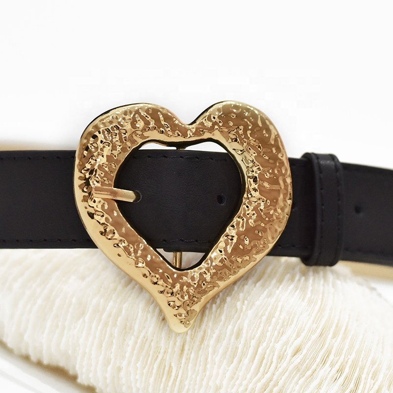2024 Real Leather Cattlehide Fashion Sexy Jeans Big Love Buckle Pu Belt for Ladies for jeans