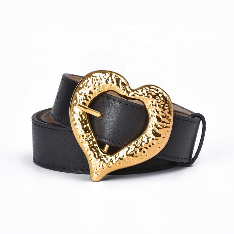 2024 Real Leather Cattlehide Fashion Sexy Jeans Big Love Buckle Pu Belt for Ladies for jeans