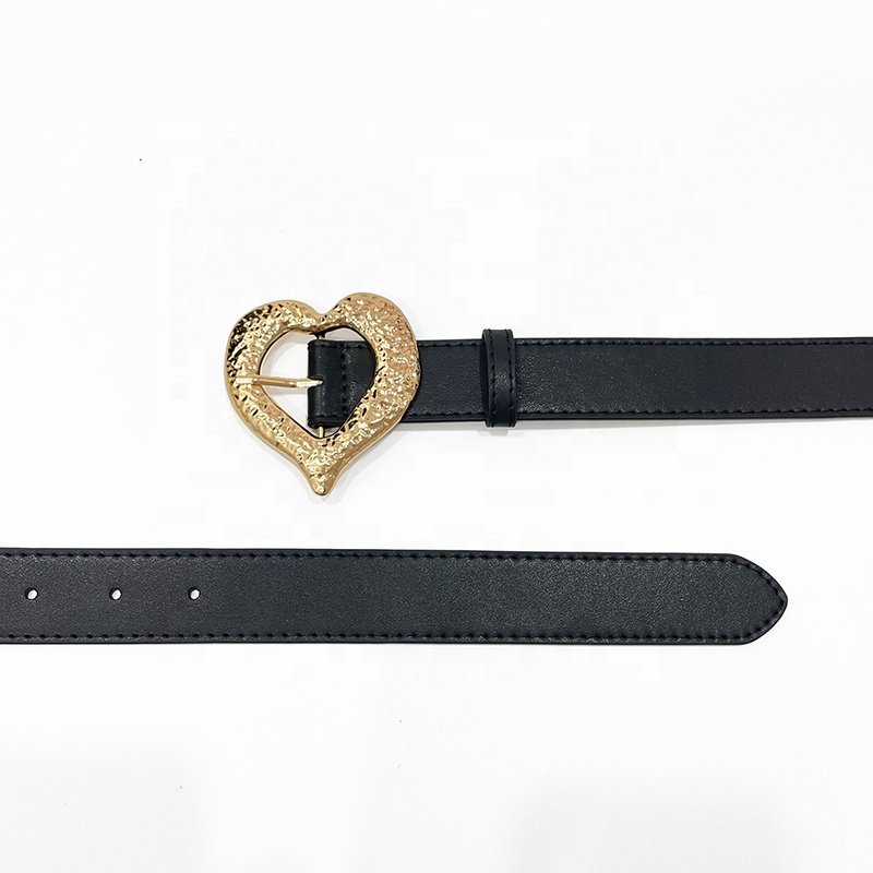2024 Real Leather Cattlehide Fashion Sexy Jeans Big Love Buckle Pu Belt for Ladies for jeans