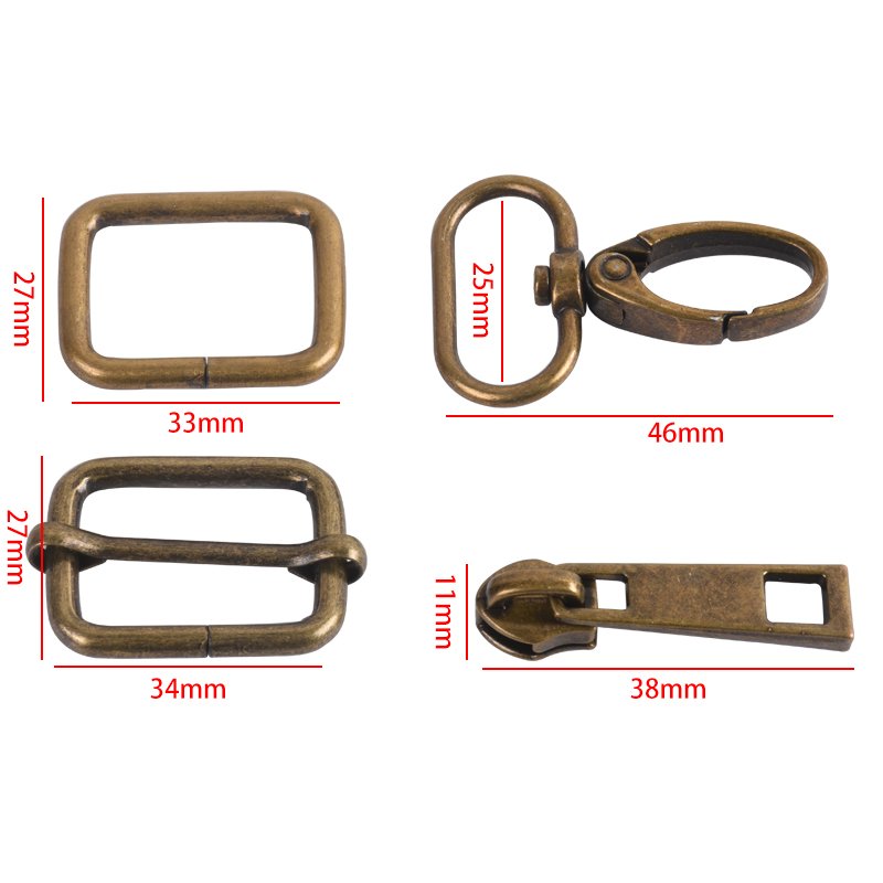 25mm Antique Brass Metal Tri Glide Buckle Adjust Webbing Roller Slider Buckle