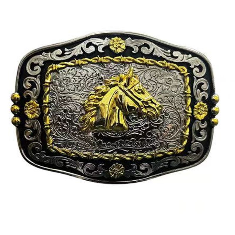 Manufacture Make Your Own Logo High Quality Gold Plated Metal Cowboy Belt Buckle for Men