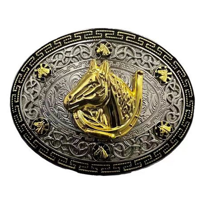 Manufacture Make Your Own Logo High Quality Gold Plated Metal Cowboy Belt Buckle for Men