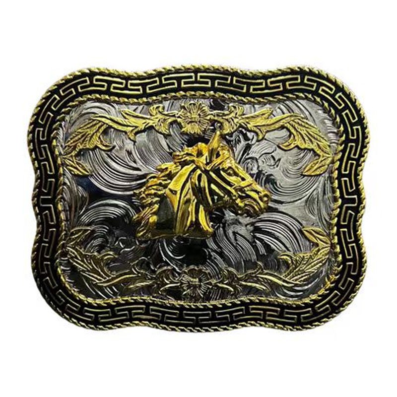 Manufacture Make Your Own Logo High Quality Gold Plated Metal Cowboy Belt Buckle for Men