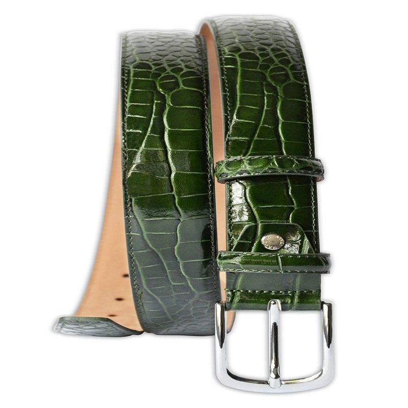 Crocodile Pattern Leather Belt Luxury Belt Pin Buckle Belt