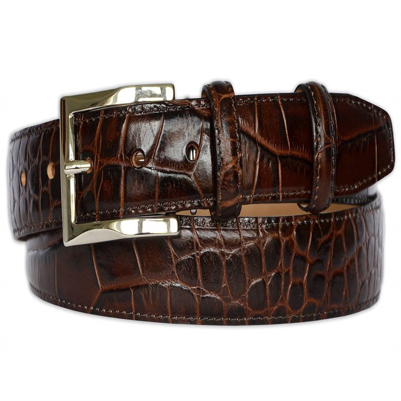Crocodile Pattern Leather Belt Luxury Belt Pin Buckle Belt