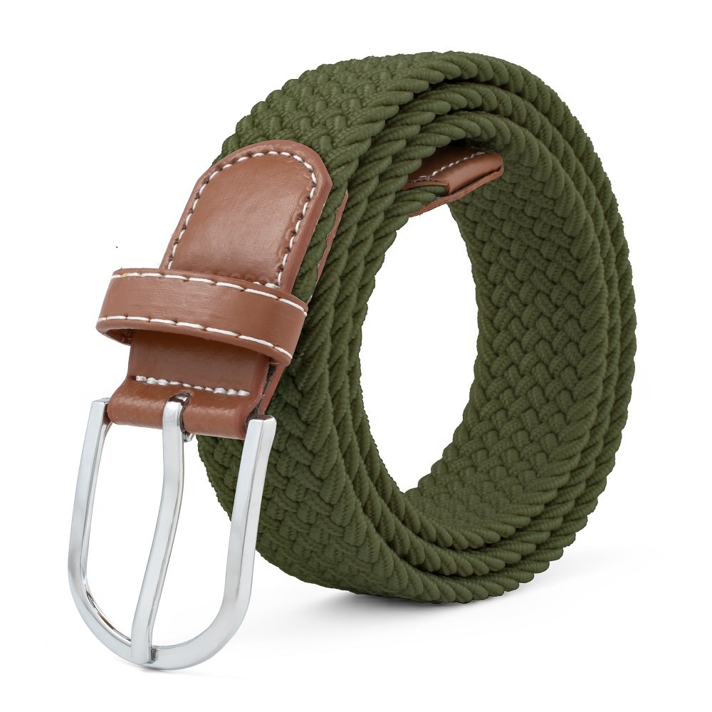 Hot Selling Stock Needlepiont Metal Buckle 3.5cm Stretch Strap Fabric Golf Woven Mens Belt