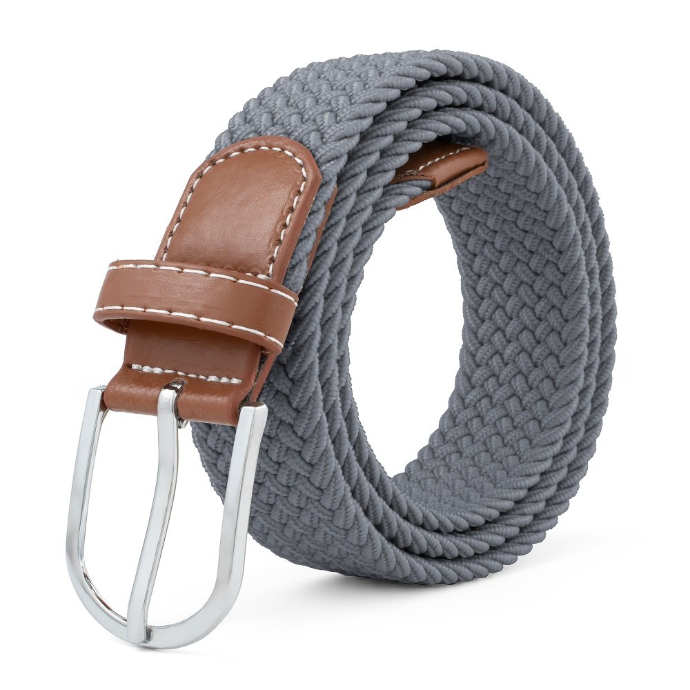 Hot Selling Stock Needlepiont Metal Buckle 3.5cm Stretch Strap Fabric Golf Woven Mens Belt