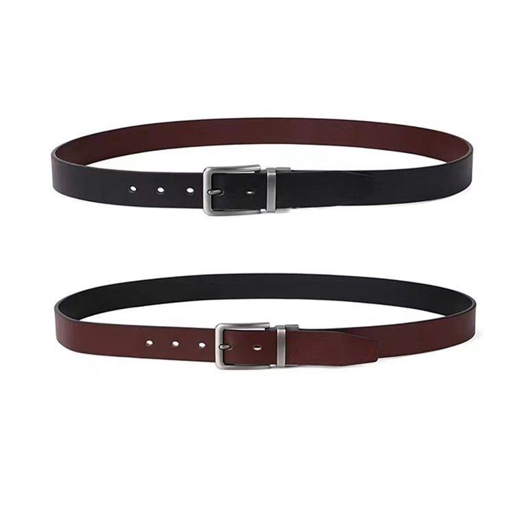 High Quality Professional Custom Reversible Buckle Double Side Black and Brown Split Leather For Men