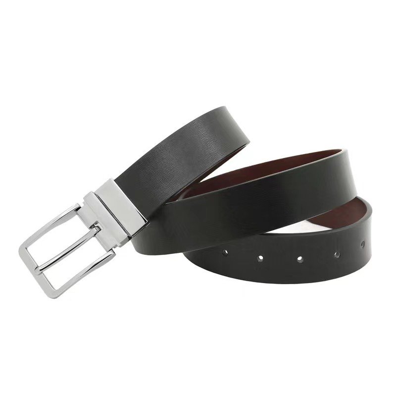High Quality Professional Custom Reversible Buckle Double Side Black and Brown Split Leather For Men