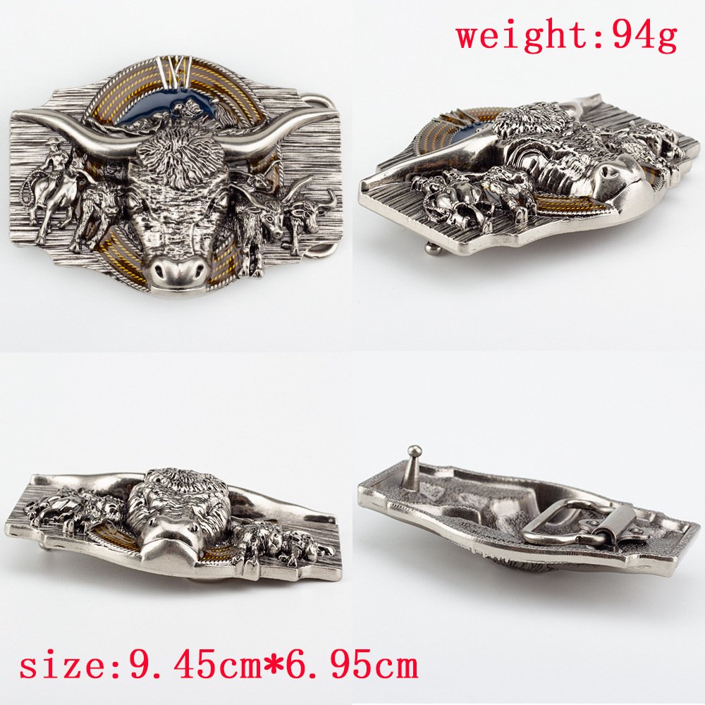2024 Hot selling zinc alloy Two Tone Shiny Gold Silver Belt Buckle Western Cowboy fashion style for Men and Women