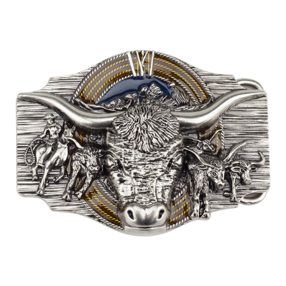 2024 Hot selling zinc alloy Two Tone Shiny Gold Silver Belt Buckle Western Cowboy fashion style for Men and Women
