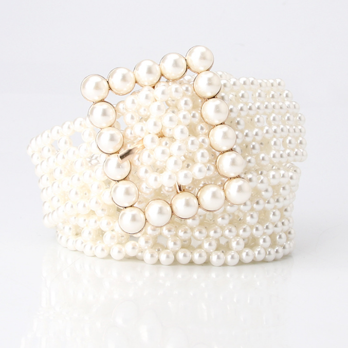 Fashion Elegant Simple Waistband Korean Ladies Waist Beaded Dress Belt Women's Pearl Belt
