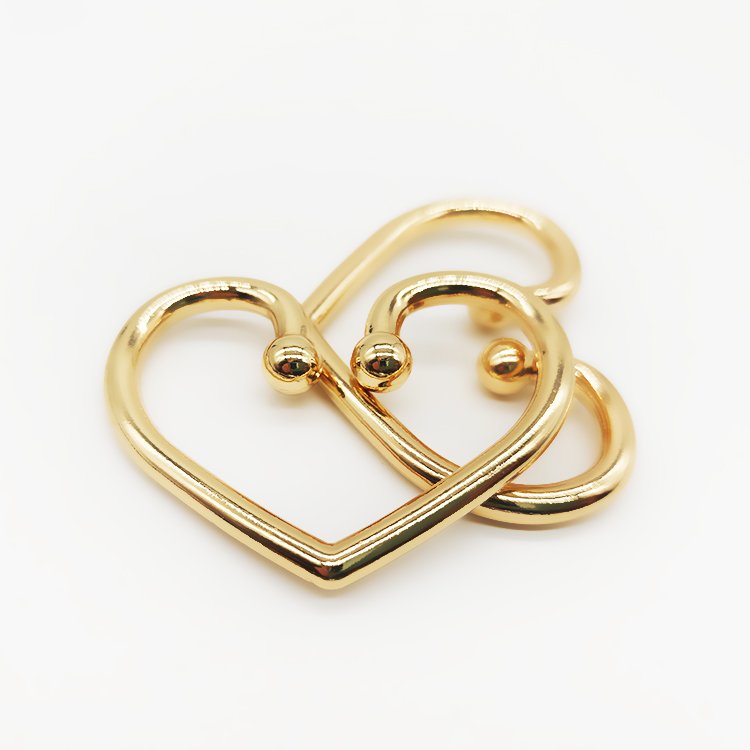 Hot Selling Metal Heart Ring Shape Bikini Buckle Newest Sexy Girl Decorative Underwear Bra Connector Golden Swimwear Buckle