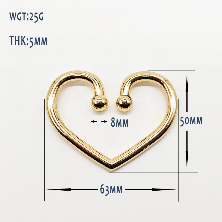 Hot Selling Metal Heart Ring Shape Bikini Buckle Newest Sexy Girl Decorative Underwear Bra Connector Golden Swimwear Buckle