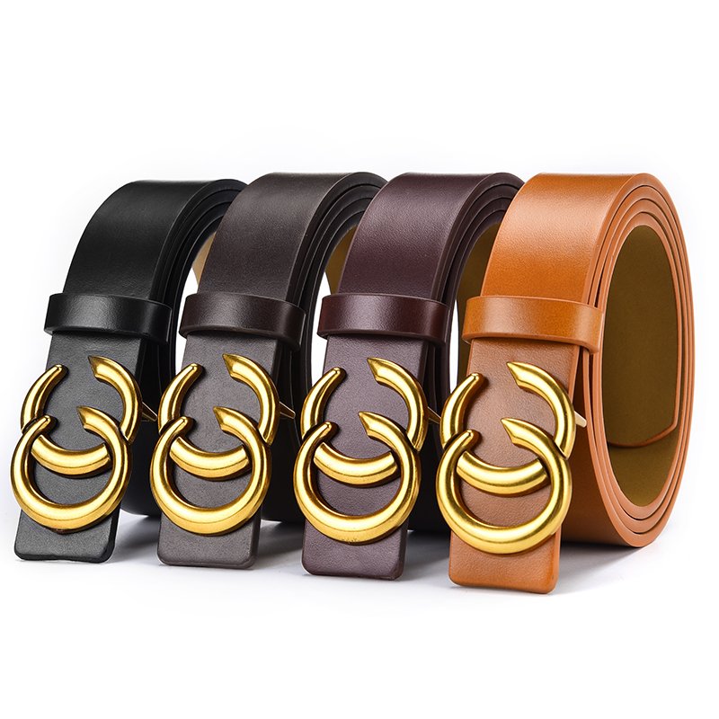 2022 New Products Pu Leather Jeans Waist Belts Fashion PU Leather Jeans Belt with Double C Buckle